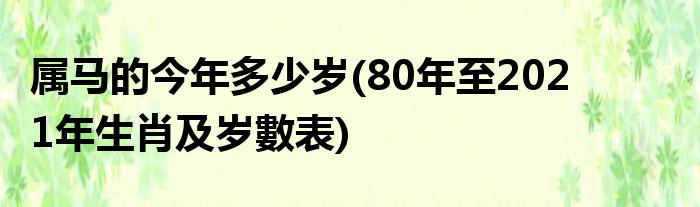 属马的今年多少岁(80年至2021年生肖及岁數表)